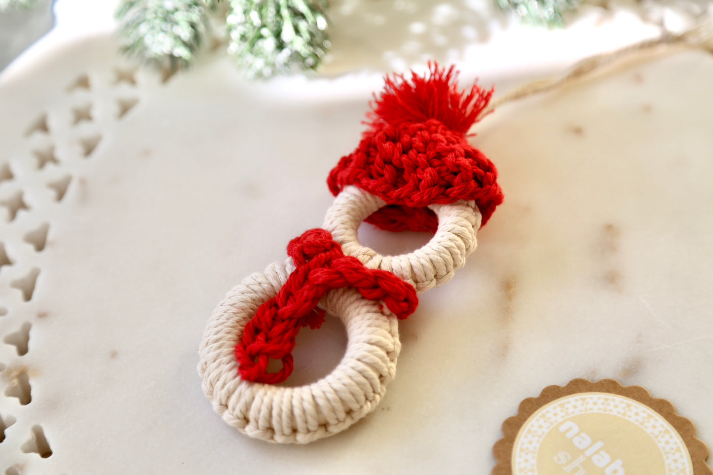 Macrame Ornament - Snowman