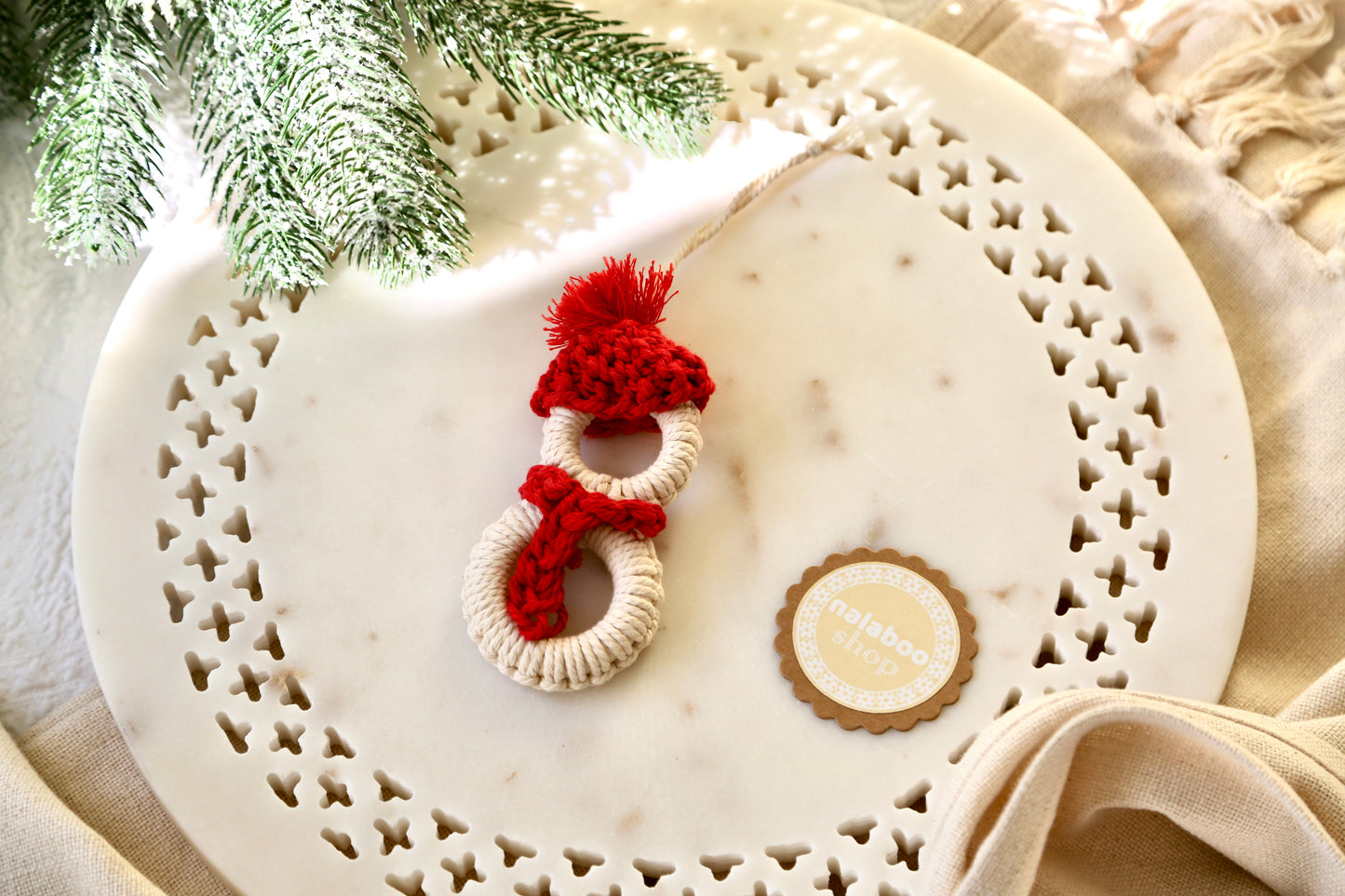 Macrame Ornament - Snowman