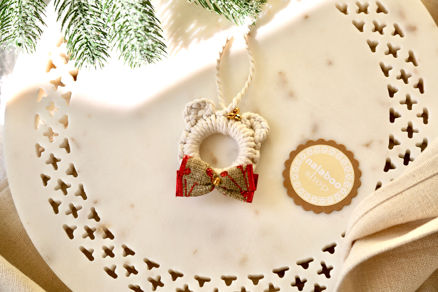 Macrame Ornament - Bear Bow