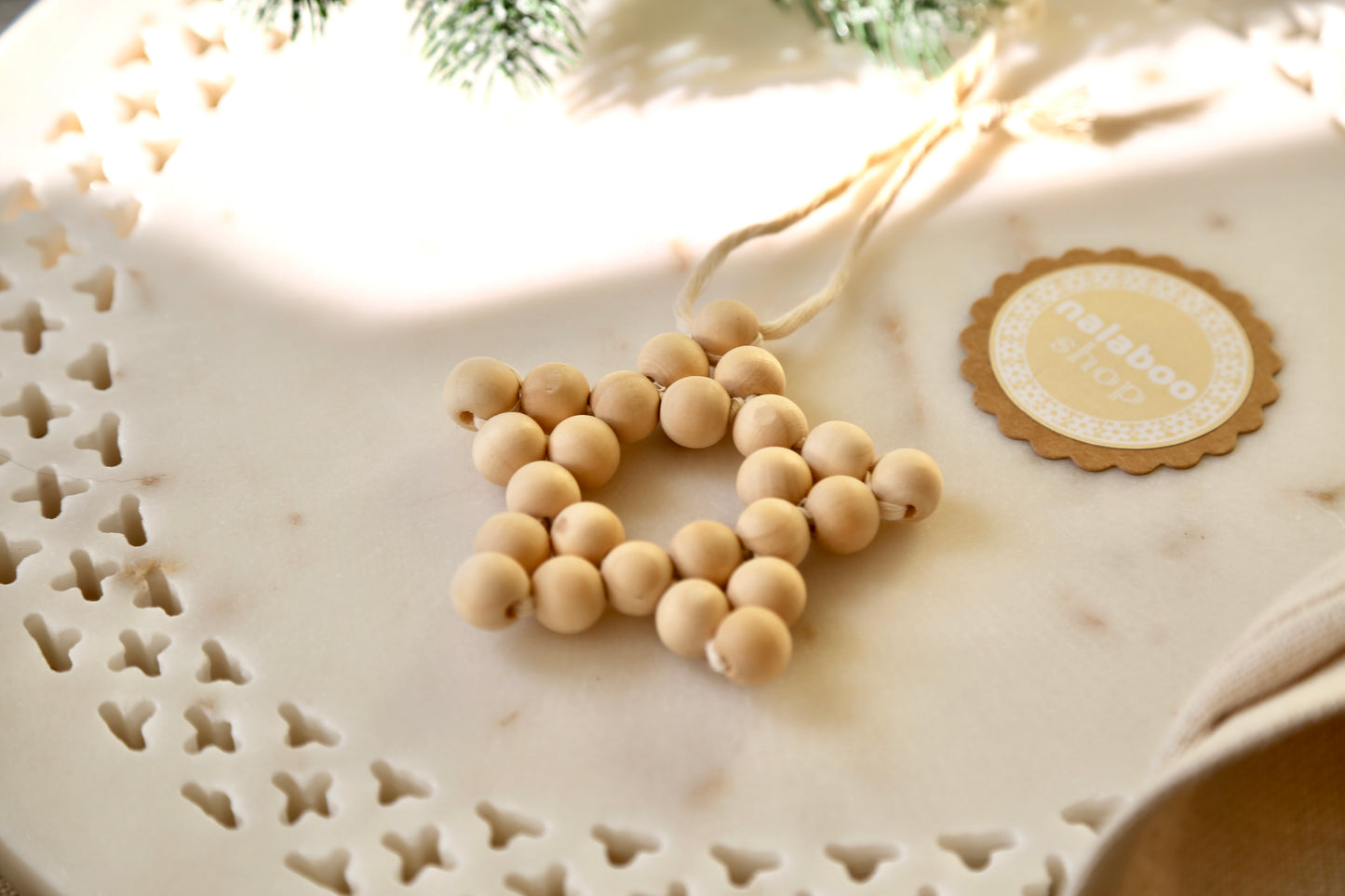 Macrame Ornament - Small Wooden Star