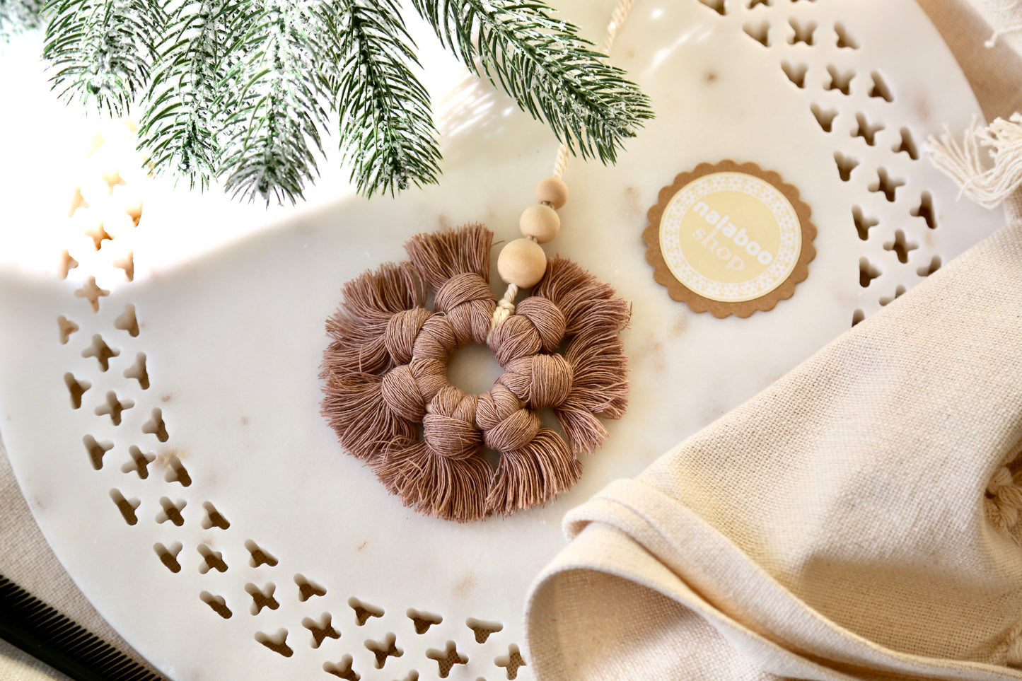 Macrame Ornament - Brown Snowflake