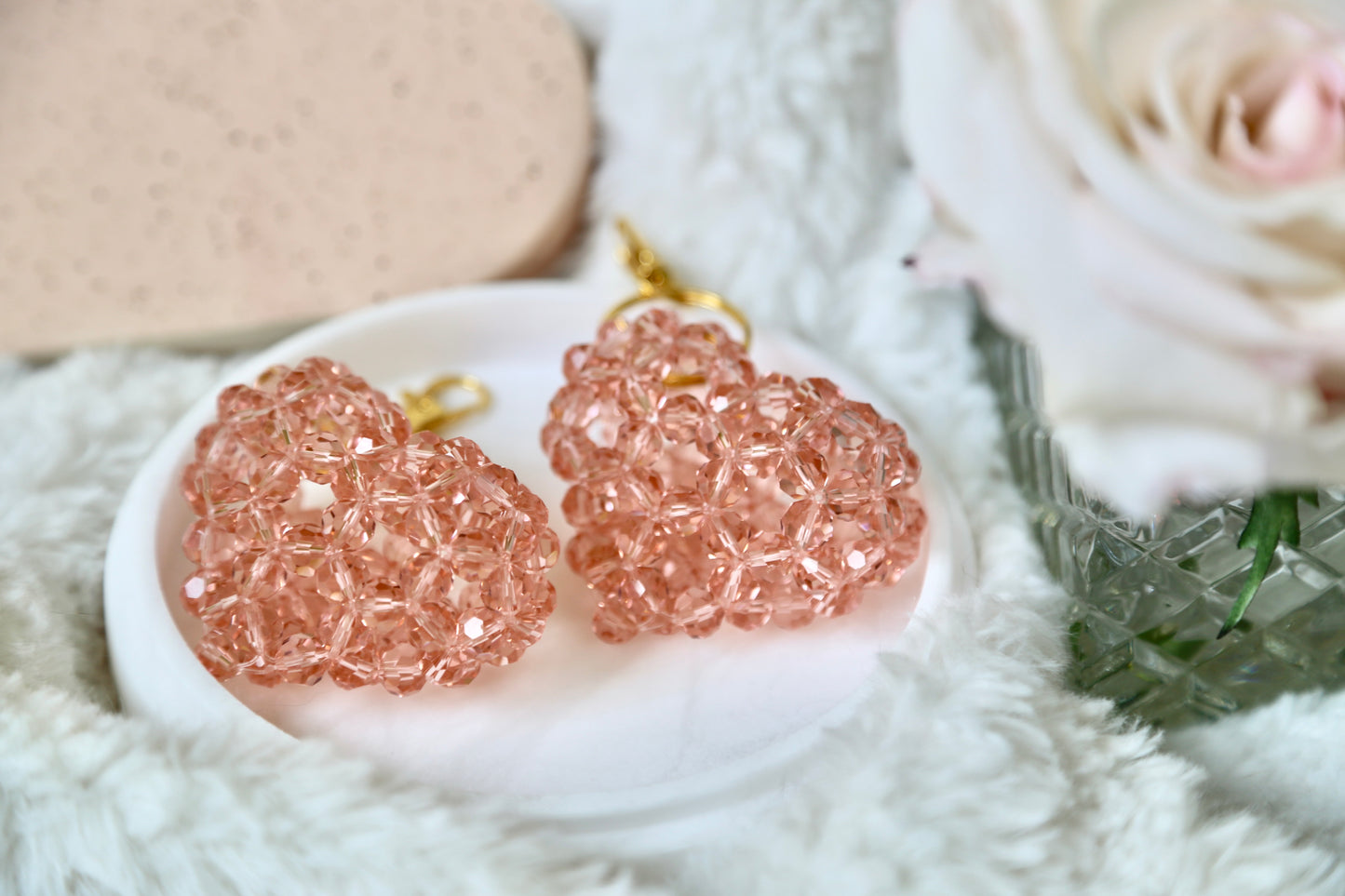Bead Heart Keychain - Salmon