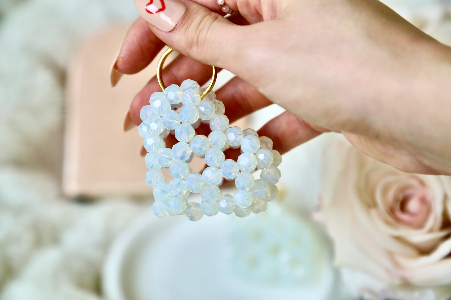 Bead Heart Keychain - Cloud