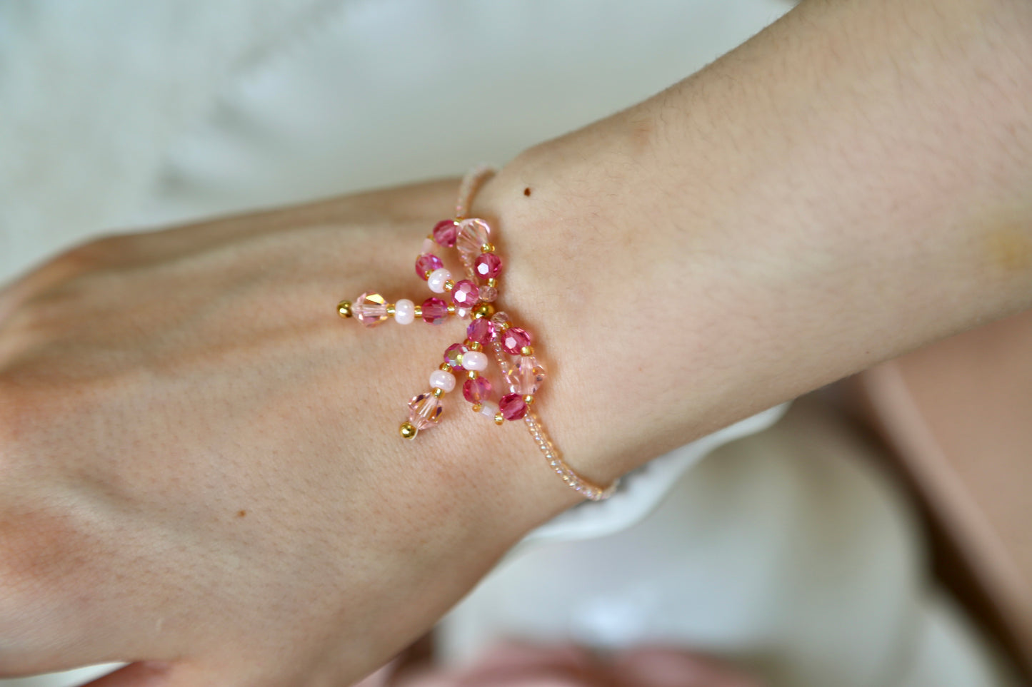 Bow Bracelet Pink- Thin Band