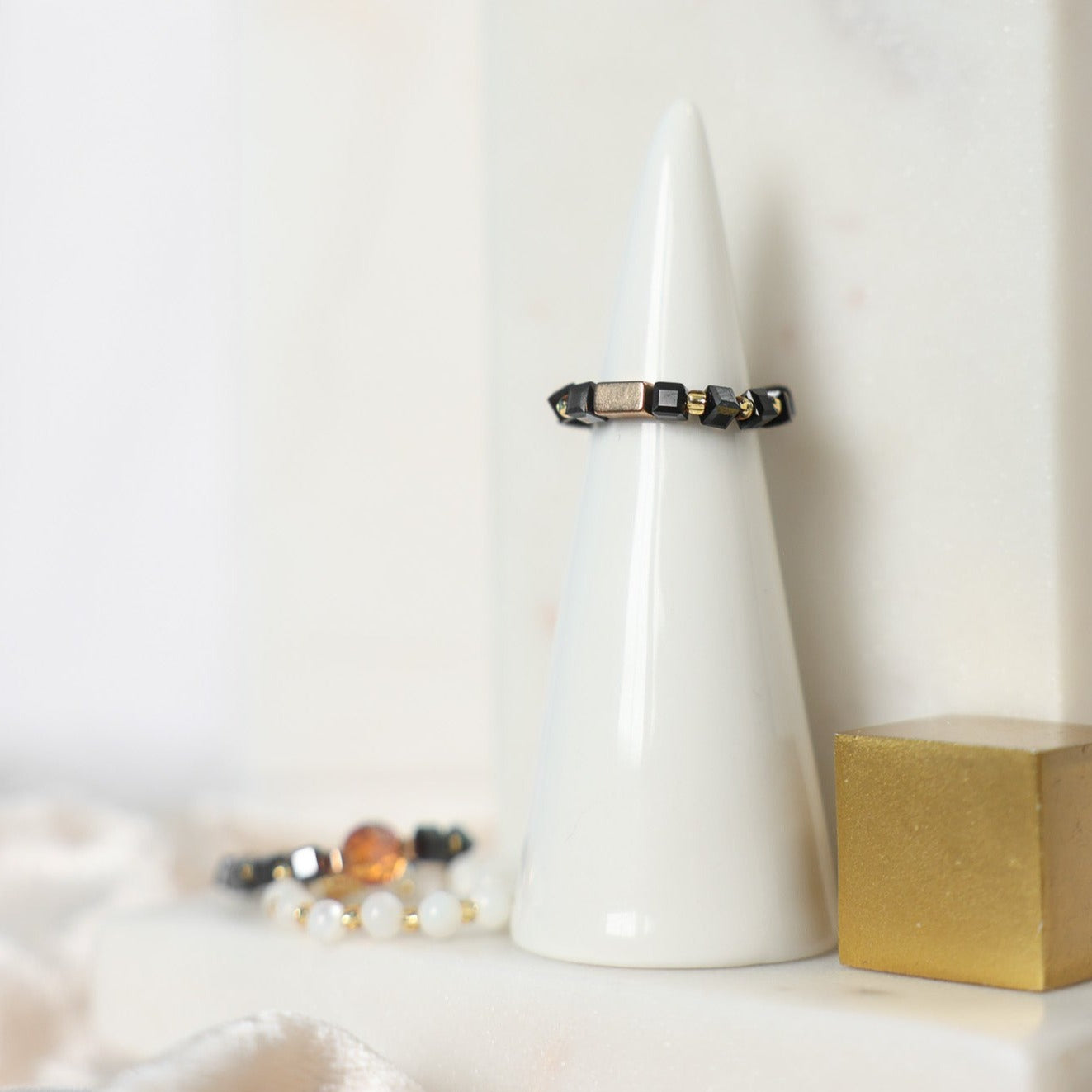 Cube Black Lustre Ring