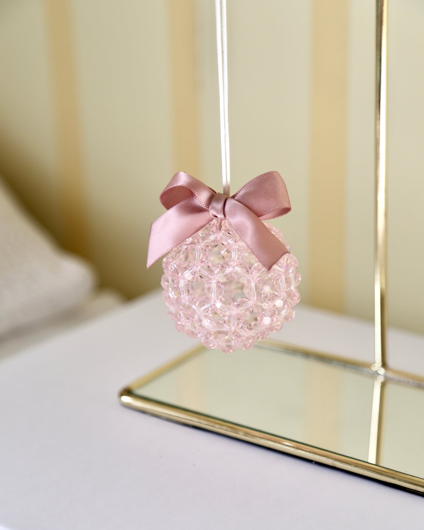 Bead Ball Ornament - Mauve Clear