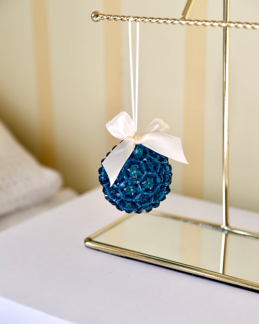 Bead Ball Ornament - Blue Dark Clear