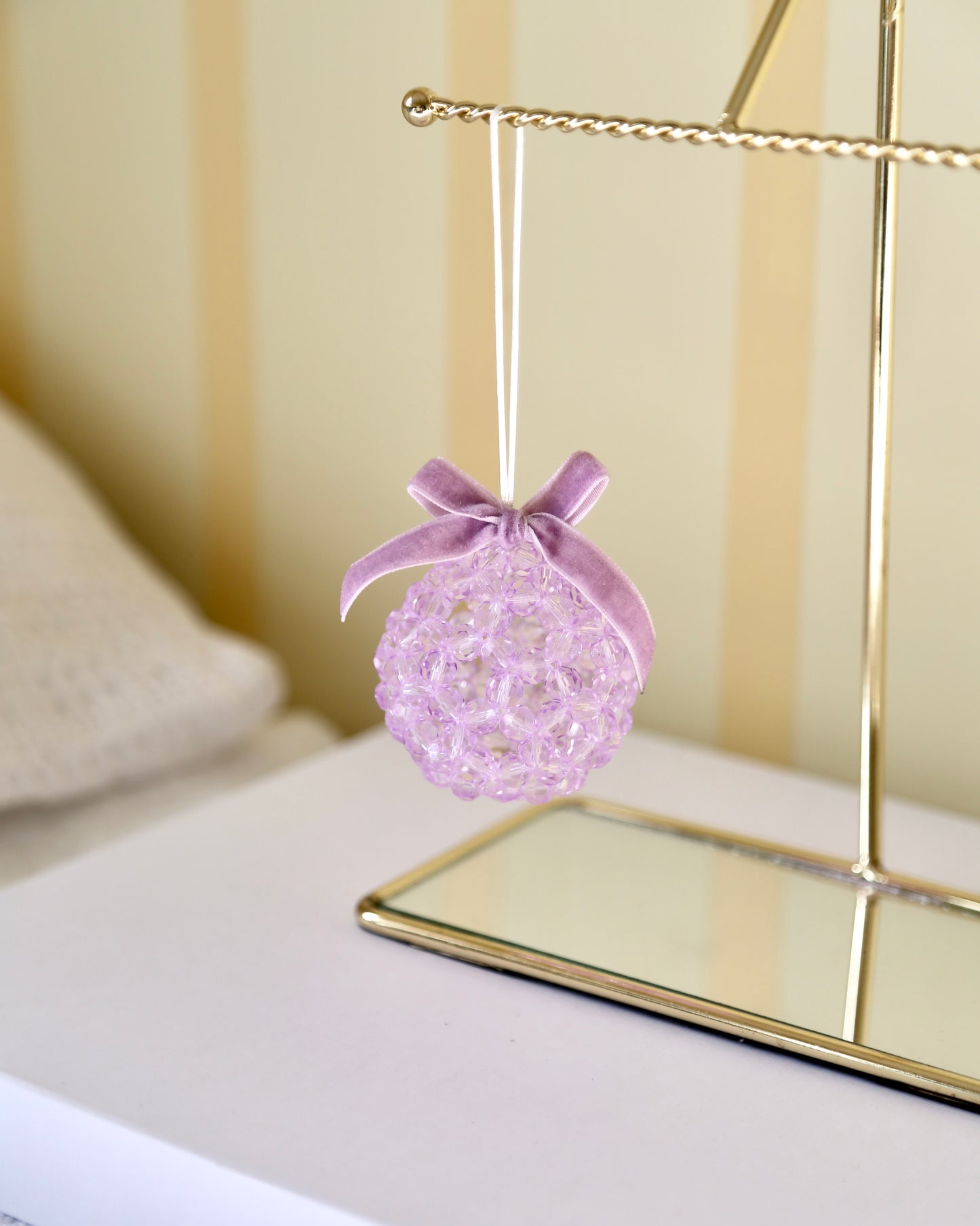 Bead Ball Ornament - Purple Light Clear