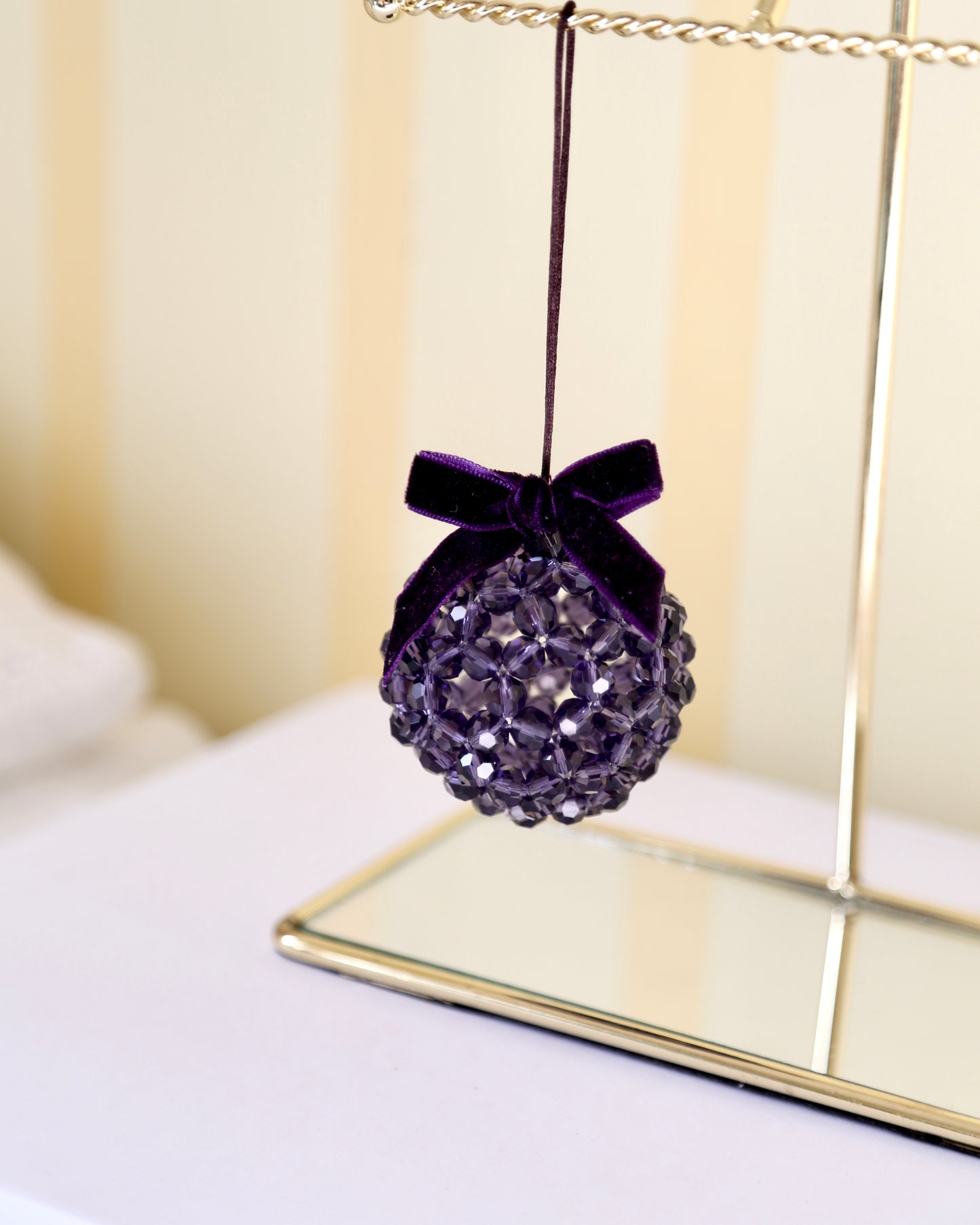 Bead Ball Ornament - Purple Clear