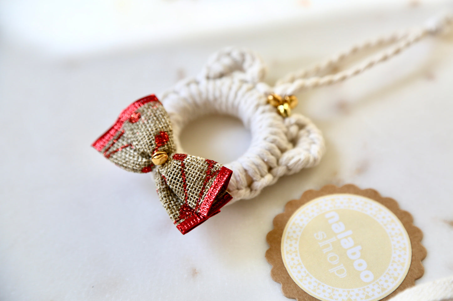 Macrame Ornament - Bear Bow