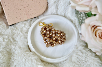 Bead Heart Keychain - Pearl Chocolate