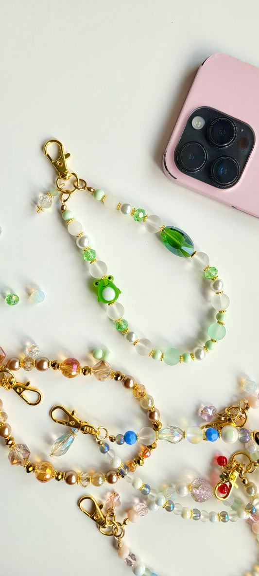 Bead Phone Strap - Green Froggy