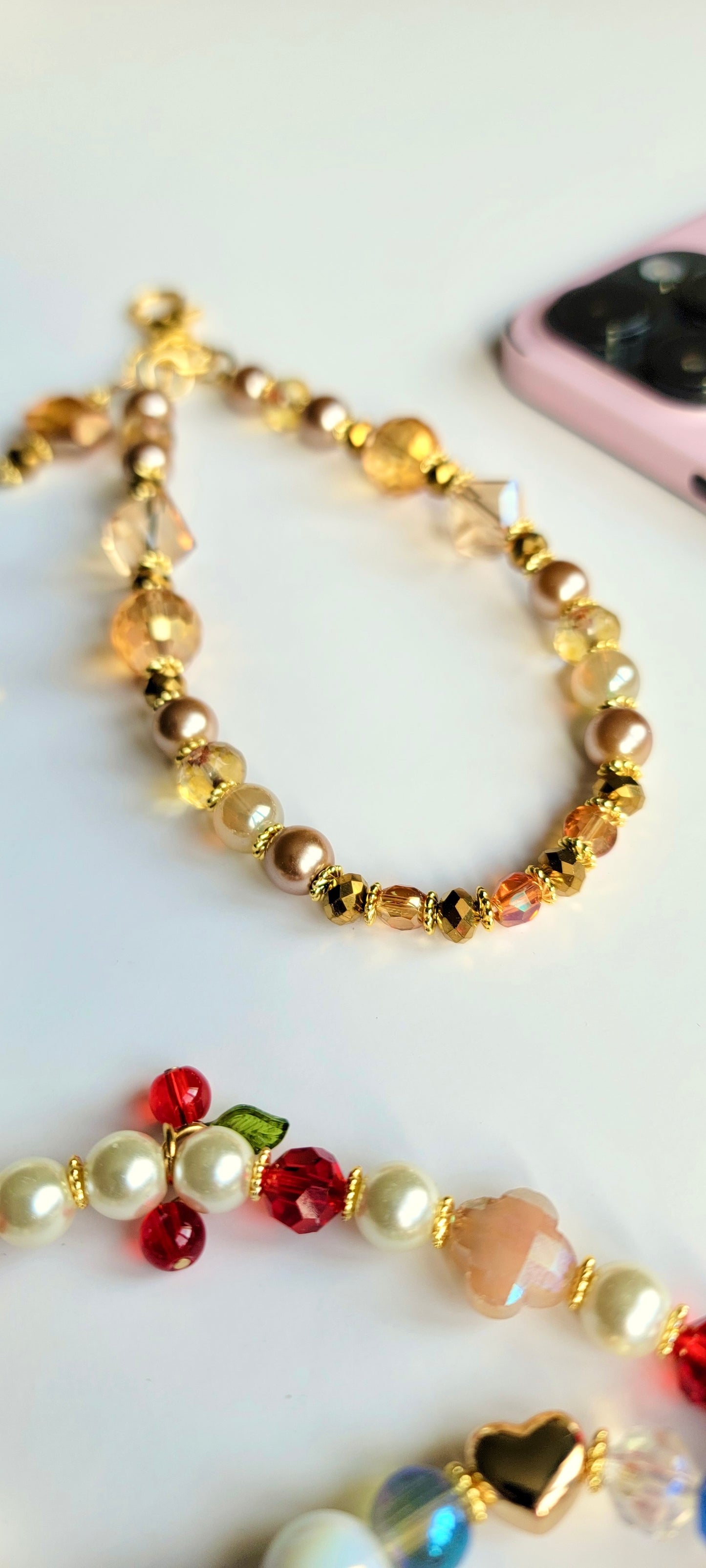 Bead Phone Strap - Amber Bronze