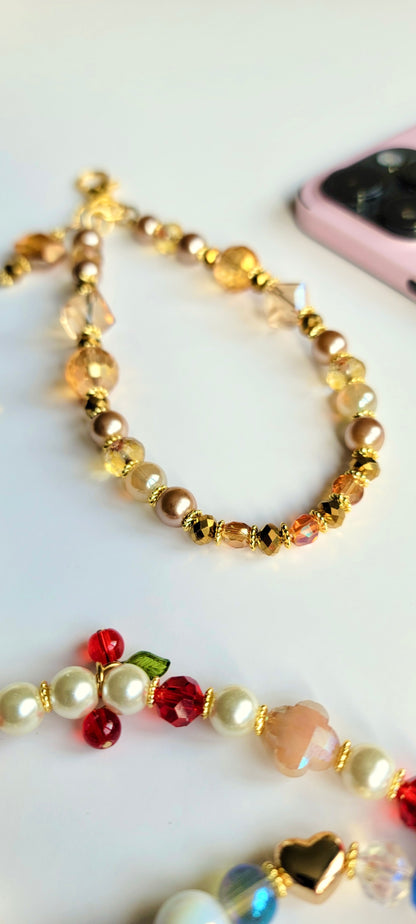 Bead Phone Strap - Amber Bronze