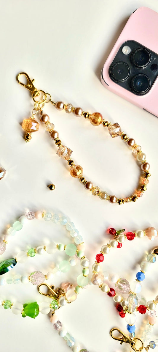Bead Phone Strap - Amber Bronze