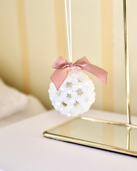 Bead Ball Ornament - White Frosted